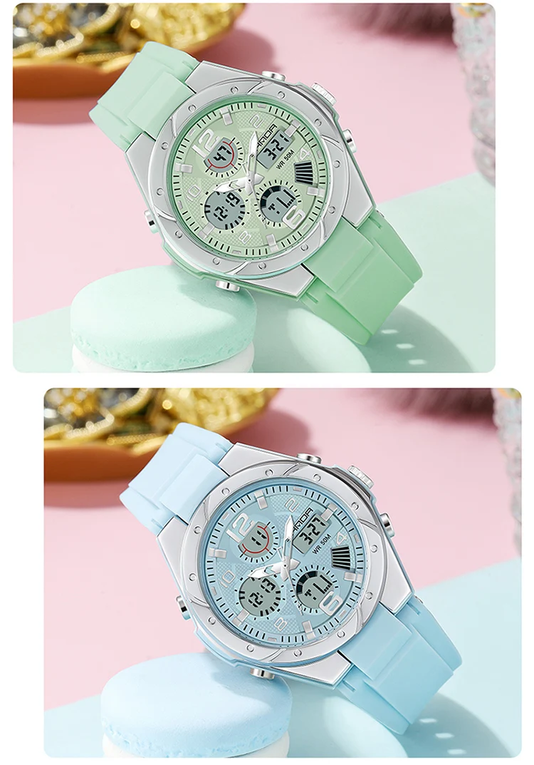 SANDA Top Brand New Lady Luxury Ms LED Digital Sport Watch Leisure Fashion Quartz Watch Women Girl Military 50M Waterproof Watch