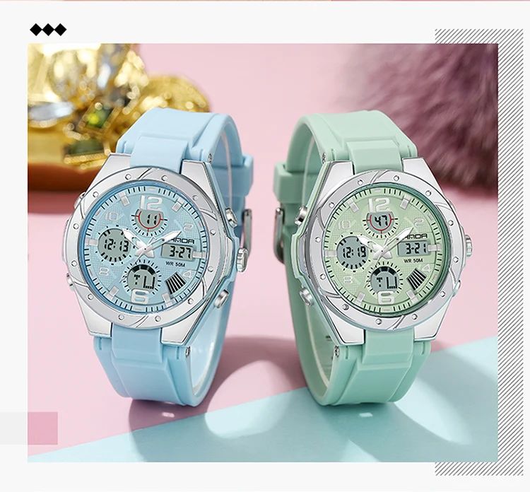 SANDA Top Brand New Lady Luxury Ms LED Digital Sport Watch Leisure Fashion Quartz Watch Women Girl Military 50M Waterproof Watch