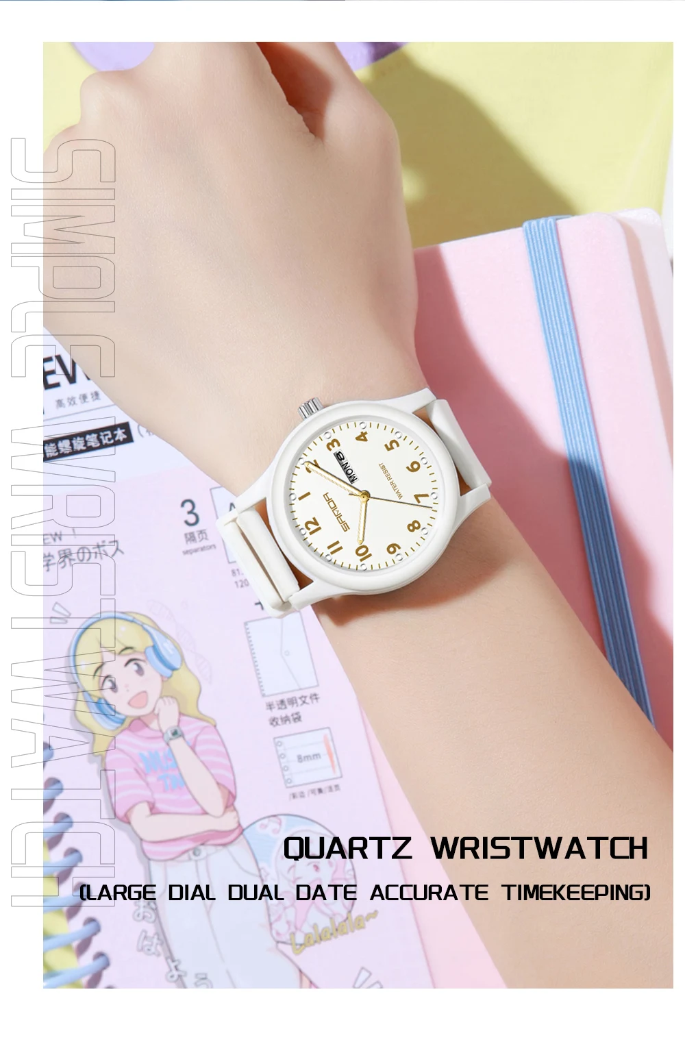 SANDA 3263 Fashion Casual Men Watch Silicone Strap Waterproof Luminous Clock Unisex Wristwatch Date Week Sport Man Watches