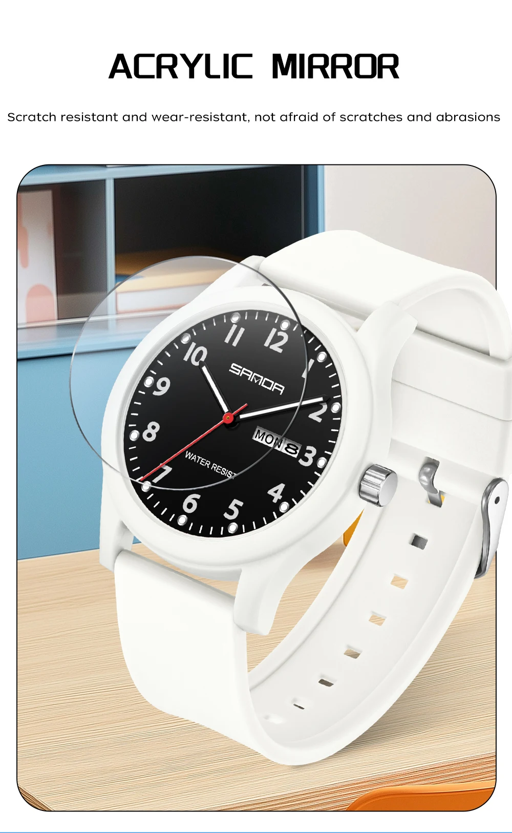 SANDA 3263 Fashion Casual Men Watch Silicone Strap Waterproof Luminous Clock Unisex Wristwatch Date Week Sport Man Watches