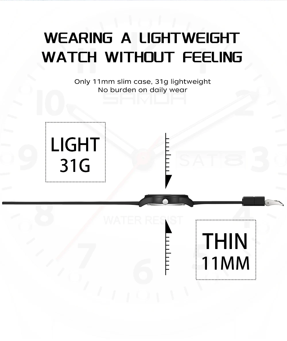 SANDA 3263 Fashion Casual Men Watch Silicone Strap Waterproof Luminous Clock Unisex Wristwatch Date Week Sport Man Watches