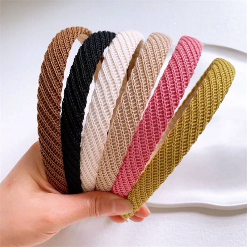 1 autumn and winter knitted wool headband net red new face wash headband small simple white hair card headwear female