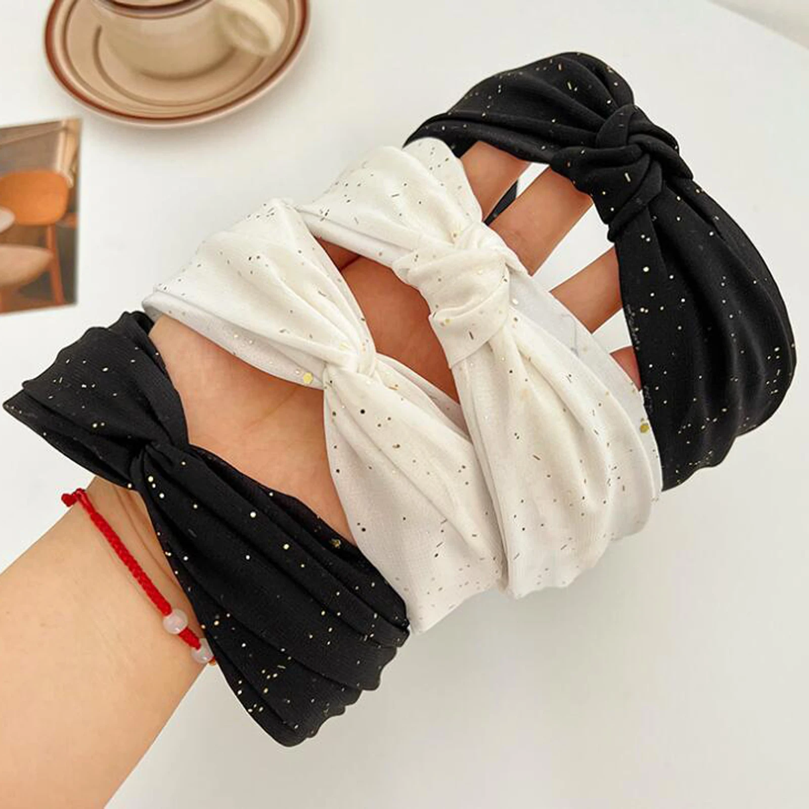 PROLY New Fashion Hairband For Women Fresh White Black Headband Cross Knot Turban Autumn Headwear Hair Accessories