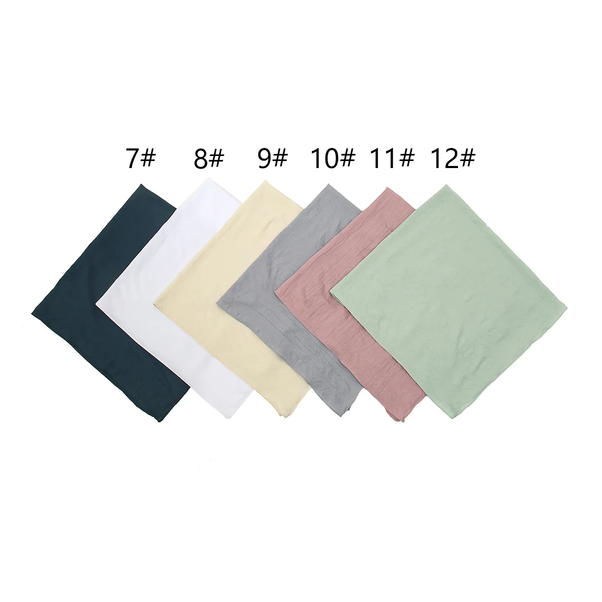 90*90cm Crinkle Square Scarf Women Solid Color Wrinkle Hijab Shawl Thin Soft Cotton Hair Wraps Headscarf