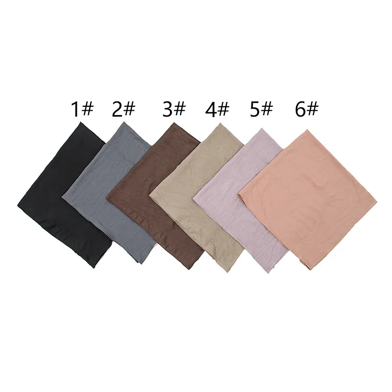 90*90cm Crinkle Square Scarf Women Solid Color Wrinkle Hijab Shawl Thin Soft Cotton Hair Wraps Headscarf