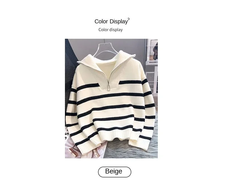 Sweater pullover women Spring and Autumn underwear 2024 New zipper stripe underlay short style popular premium sweater female Sweater pullover women Spring and Autumn underwear 2024 New zipper stripe underlay short style popular premium sweater female