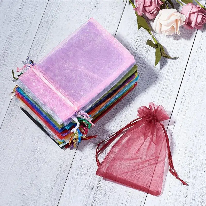 7x9 9x12 10x15 13x18cm 50 Pieces 19 Colors Jewelry Bag Wedding Gift Organza Jewelry Bag Display Packaging Jewelry Pouches 5Z