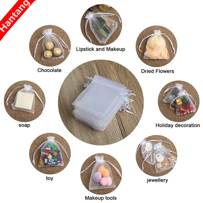 7x9 9x12 10x15 13x18cm 50 Pieces 19 Colors Jewelry Bag Wedding Gift Organza Jewelry Bag Display Packaging Jewelry Pouches 5Z