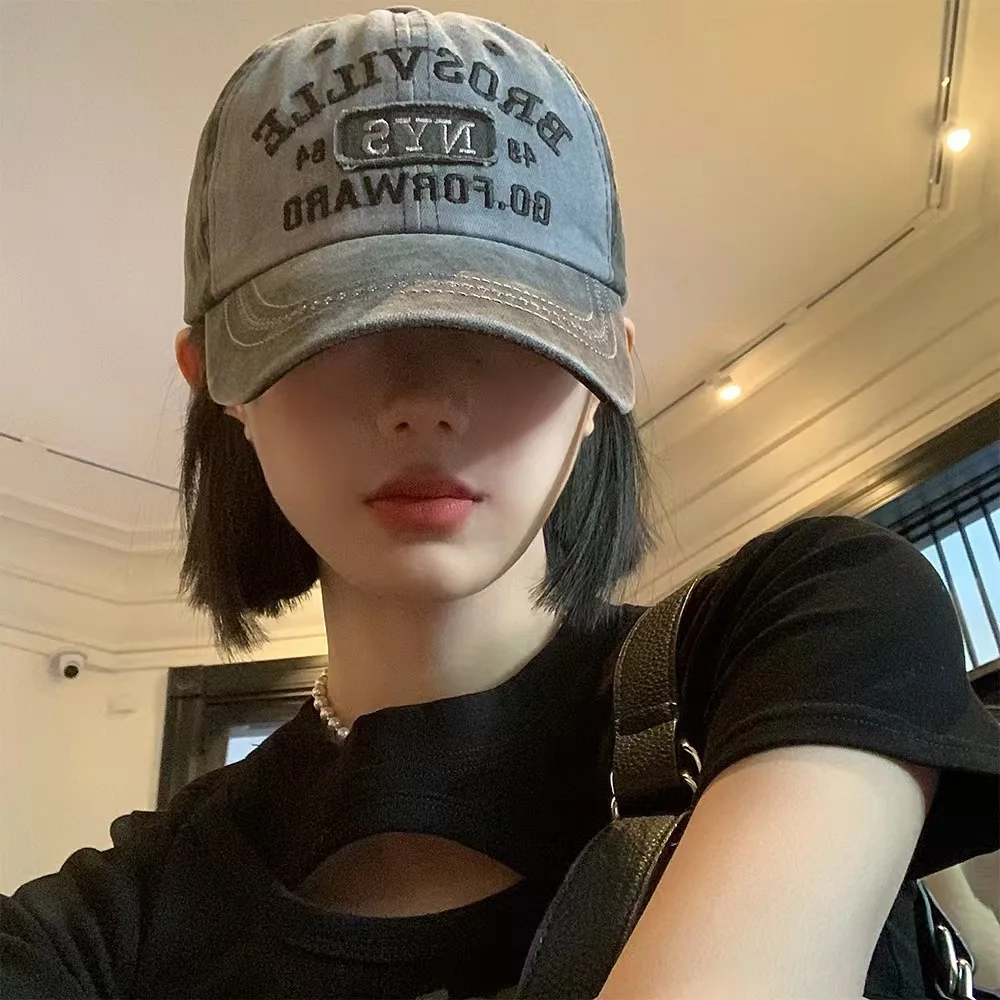New Retro Letter Embroidery Baseball Caps Men Women Washed Cotton Adjustable Casual Hat Hip Hop Streetwear Sun Hats Y2k Hat