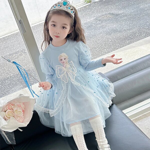 2025 New Princess Dress Girls Dress Spring Autumn Kids Dress Long-sleeved For Children's Party Clothes Elsa Frozen Dress 2-9Y