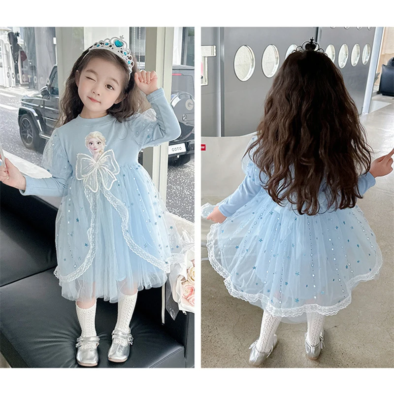 Spring Autumn Frozen Elsa Children's Party Dresses Birthday Dress For Girls Kids' Dresses Vestido Princesa Niña Para Cumpleaños