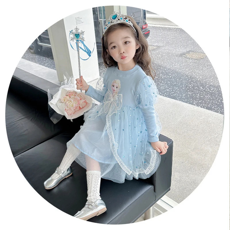 Spring Autumn Frozen Elsa Children's Party Dresses Birthday Dress For Girls Kids' Dresses Vestido Princesa Niña Para Cumpleaños