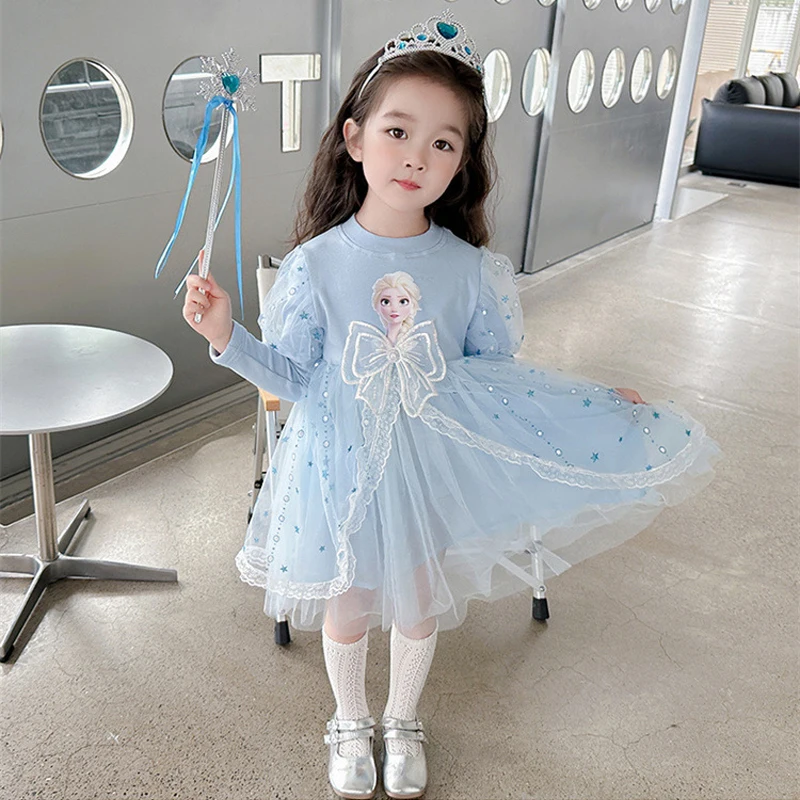 Spring Autumn Frozen Elsa Children's Party Dresses Birthday Dress For Girls Kids' Dresses Vestido Princesa Niña Para Cumpleaños