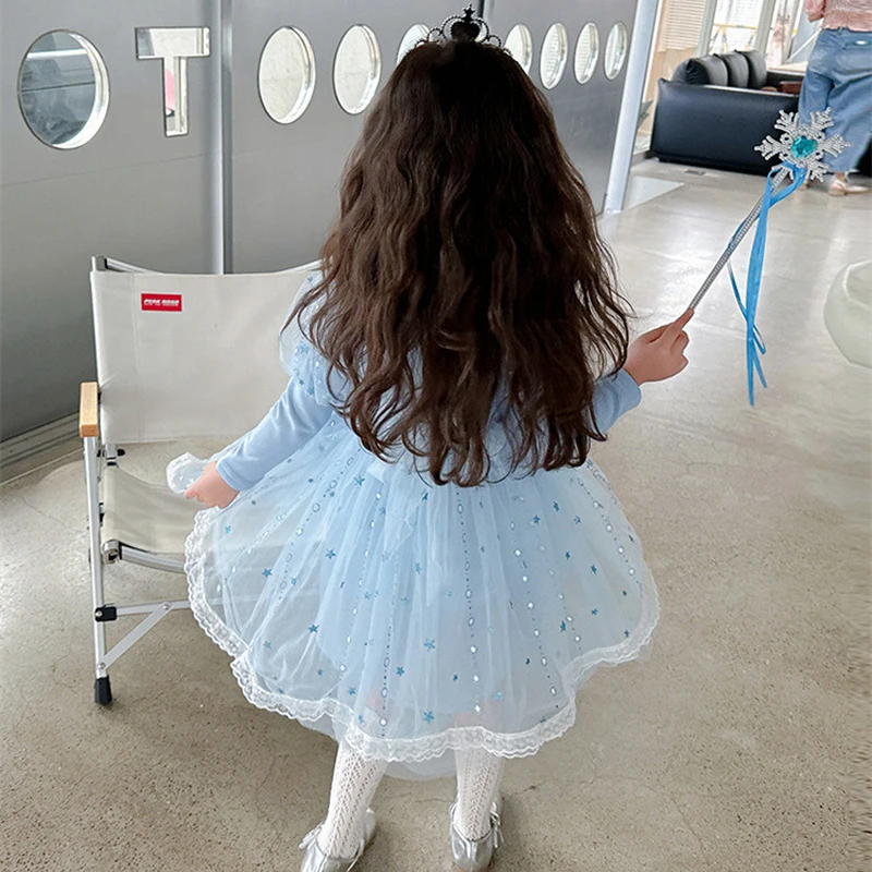 Spring Autumn Frozen Elsa Children's Party Dresses Birthday Dress For Girls Kids' Dresses Vestido Princesa Niña Para Cumpleaños