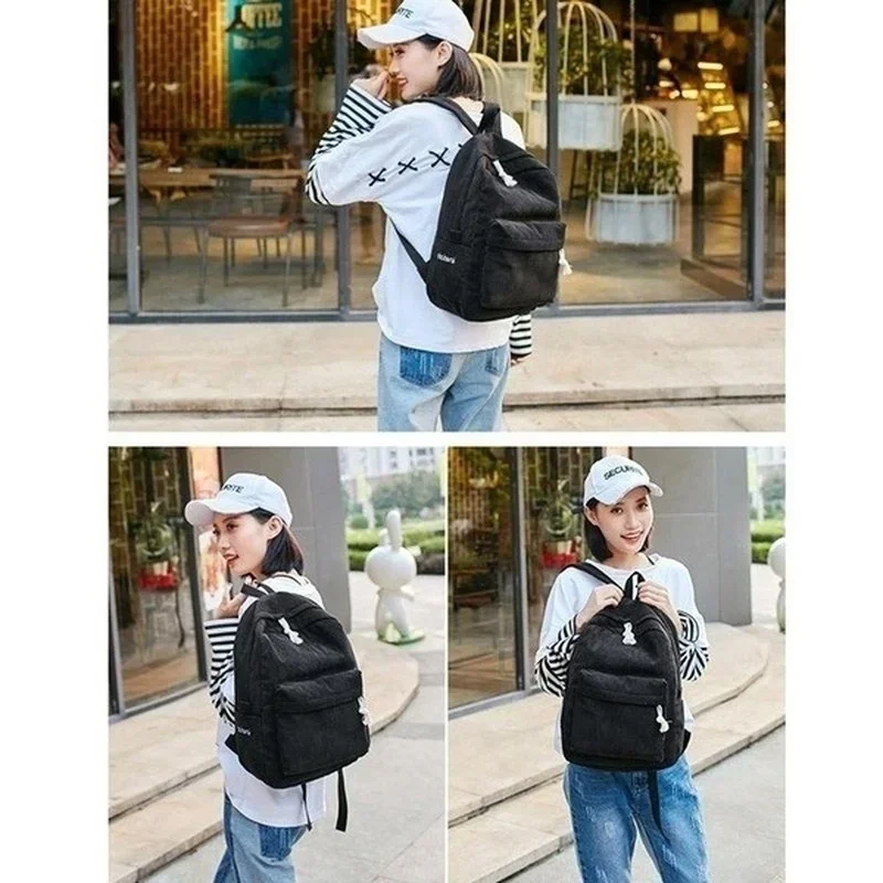 Minimalist Trendy Striped Backpack Large Capacity Casual Korean Edition Student Backpack Travel Bag Four Seasons Edition