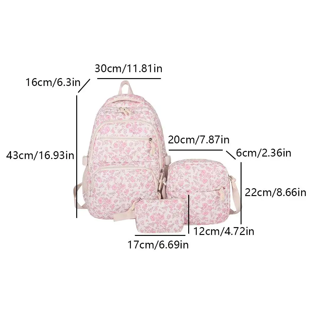 Korean Floral Student Schoolbag College Student Shoulder Bag for Teenage Girls Cute Bookbags Women Backpack Travel Cosmetic Bag