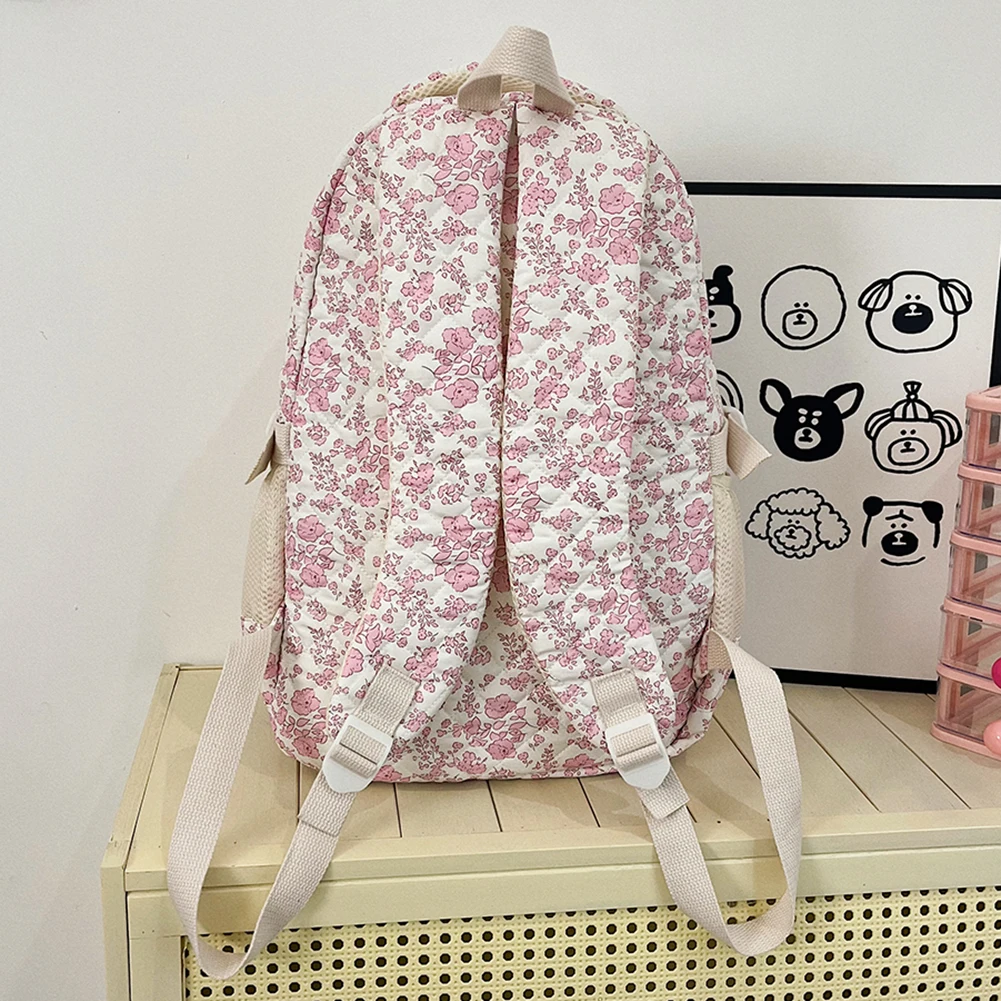 Korean Floral Student Schoolbag College Student Shoulder Bag for Teenage Girls Cute Bookbags Women Backpack Travel Cosmetic Bag