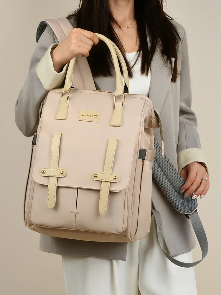 Women's Fashion Backpack Oxford Fabric Handbag Mommy Bag for Babies Travel Back Pack Multifunctional Waterproof Shoulder Bag
