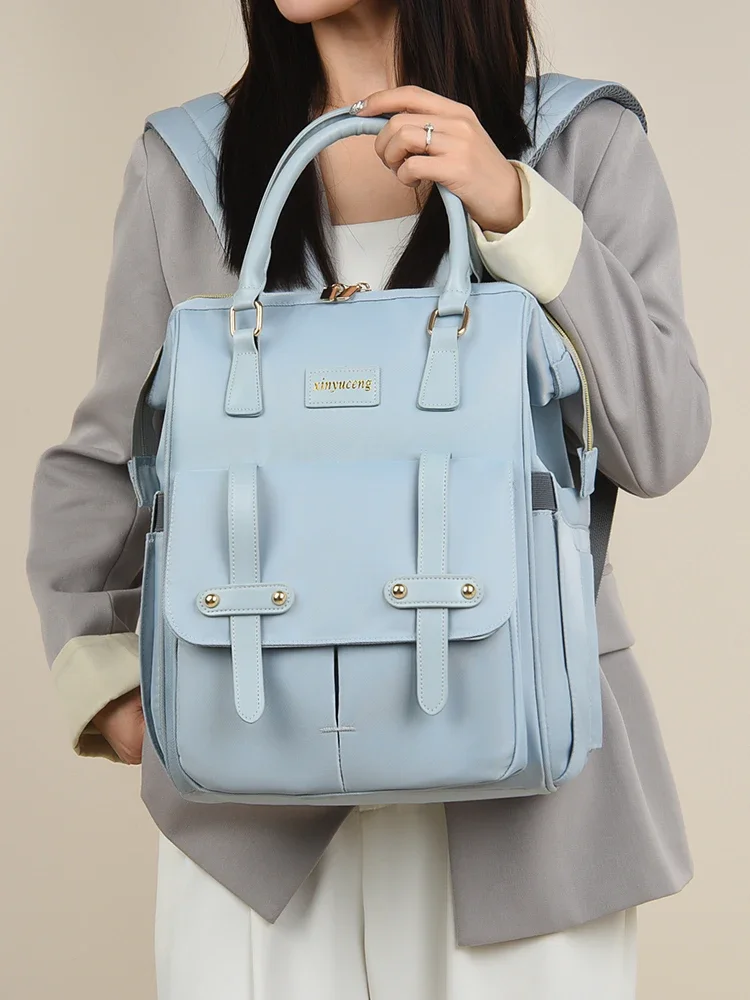 Women's Fashion Backpack Oxford Fabric Handbag Mommy Bag for Babies Travel Back Pack Multifunctional Waterproof Shoulder Bag