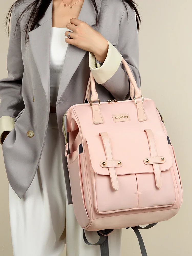 Women's Fashion Backpack Oxford Fabric Handbag Mommy Bag for Babies Travel Back Pack Multifunctional Waterproof Shoulder Bag