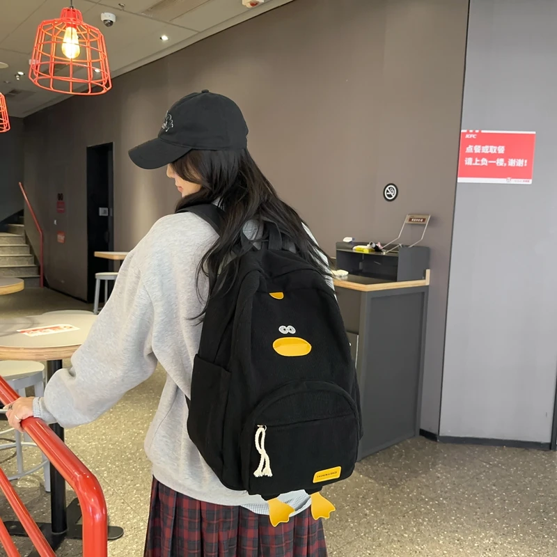 Cartoon Duck Kids Backpack Bag for Girls Boys Canvas Primary Student Children School Bags Portable Children Travel Bag