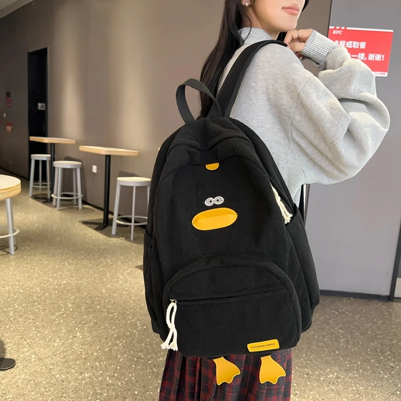 Cartoon Duck Kids Backpack Bag for Girls Boys Canvas Primary Student Children School Bags Portable Children Travel Bag