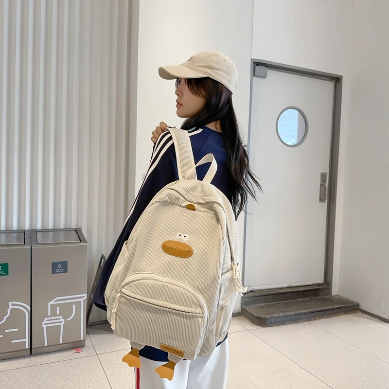 Cartoon Duck Kids Backpack Bag for Girls Boys Canvas Primary Student Children School Bags Portable Children Travel Bag