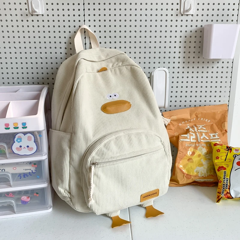 Cartoon Duck Kids Backpack Bag for Girls Boys Canvas Primary Student Children School Bags Portable Children Travel Bag