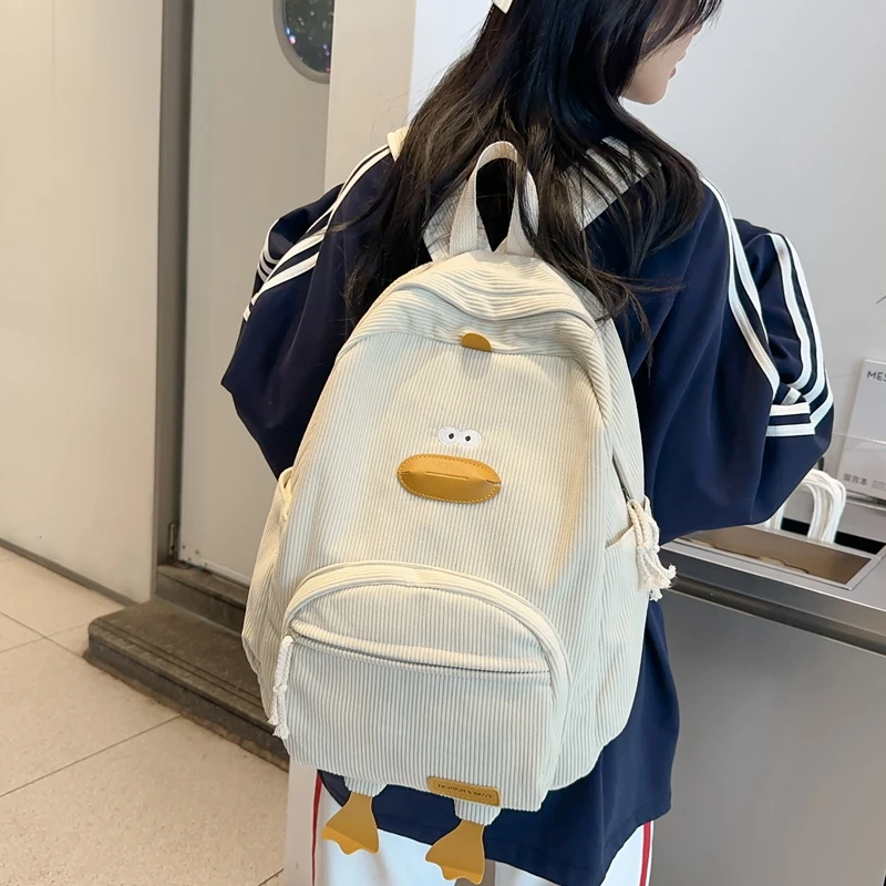 Cartoon Duck Kids Backpack Bag for Girls Boys Canvas Primary Student Children School Bags Portable Children Travel Bag