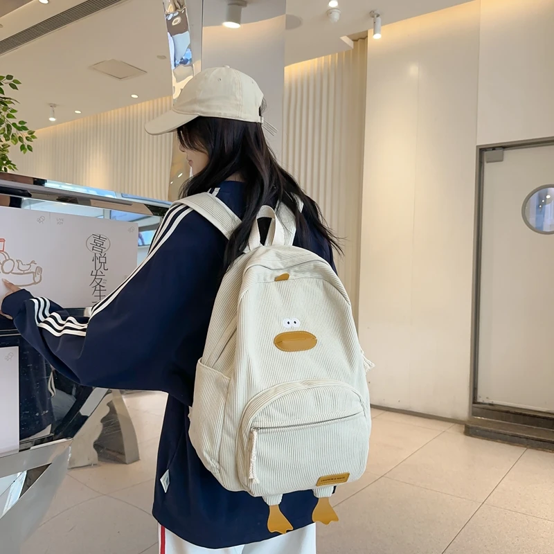 Cartoon Duck Kids Backpack Bag for Girls Boys Canvas Primary Student Children School Bags Portable Children Travel Bag