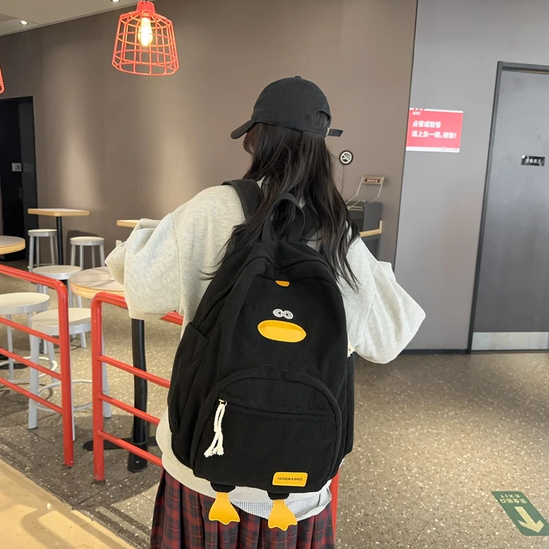 Cartoon Duck Kids Backpack Bag for Girls Boys Canvas Primary Student Children School Bags Portable Children Travel Bag
