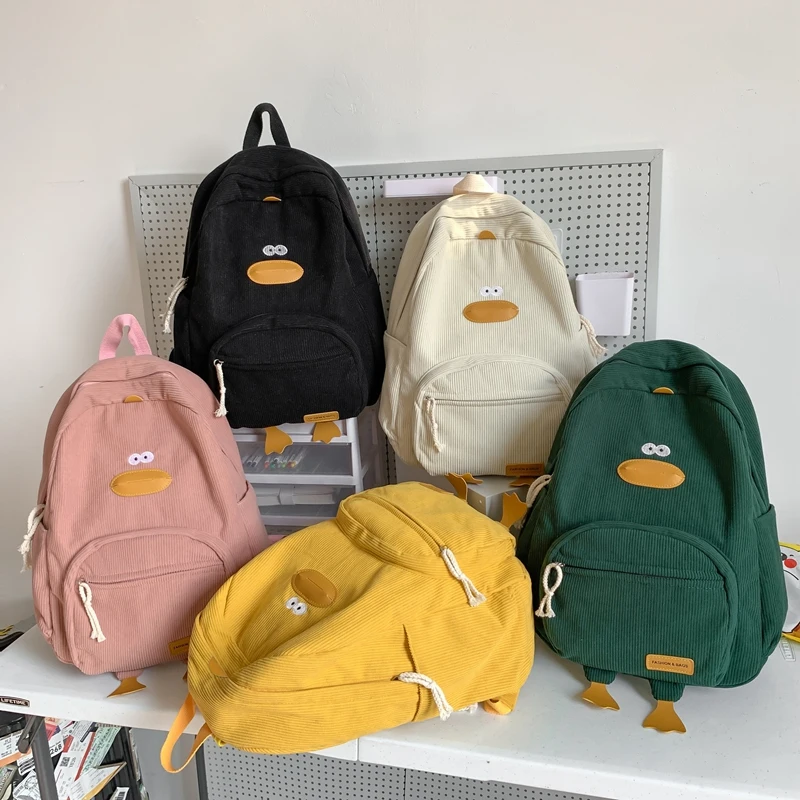 Cartoon Duck Kids Backpack Bag for Girls Boys Canvas Primary Student Children School Bags Portable Children Travel Bag