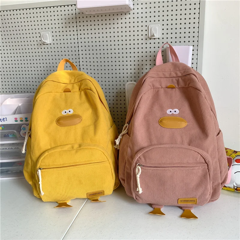 Cartoon Duck Kids Backpack Bag for Girls Boys Canvas Primary Student Children School Bags Portable Children Travel Bag