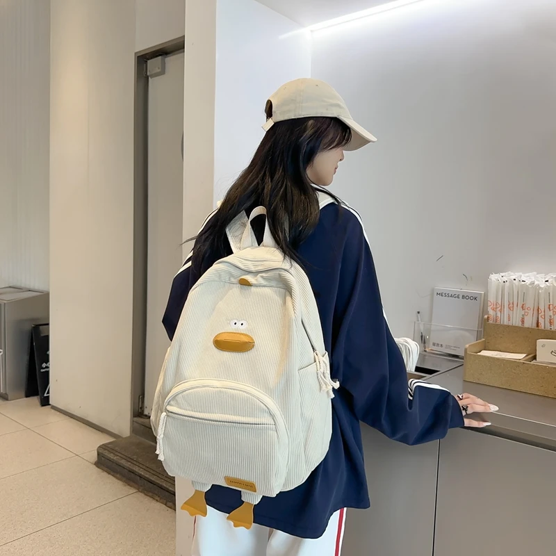Cartoon Duck Kids Backpack Bag for Girls Boys Canvas Primary Student Children School Bags Portable Children Travel Bag