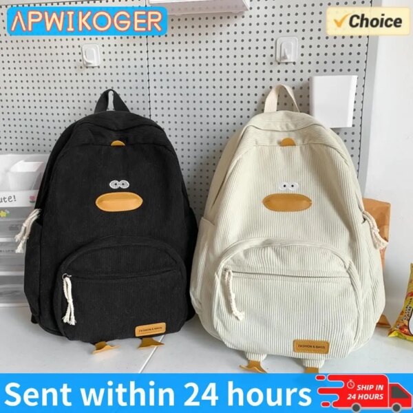 Cartoon Duck Kids Backpack Bag for Girls Boys Canvas Primary Student Children School Bags Portable Children Travel Bag