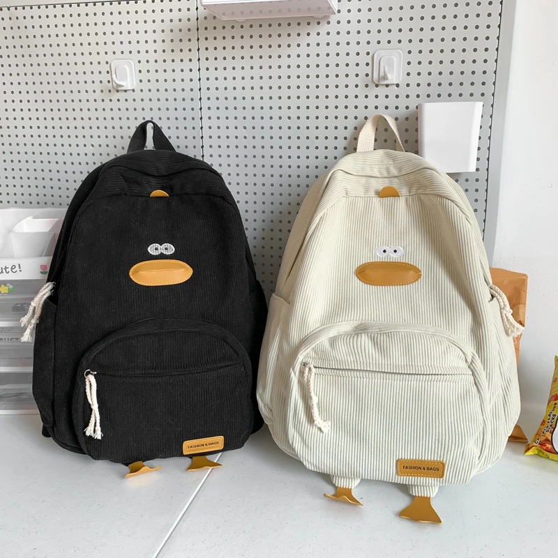 Cartoon Duck Kids Backpack Bag for Girls Boys Canvas Primary Student Children School Bags Portable Children Travel Bag
