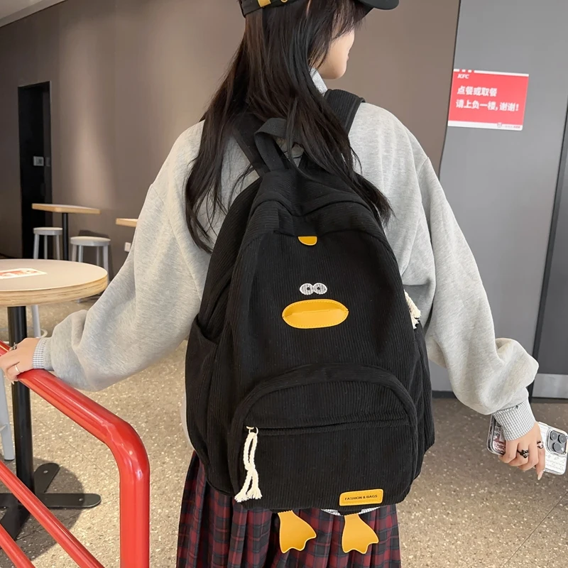 Cartoon Duck Kids Backpack Bag for Girls Boys Canvas Primary Student Children School Bags Portable Children Travel Bag