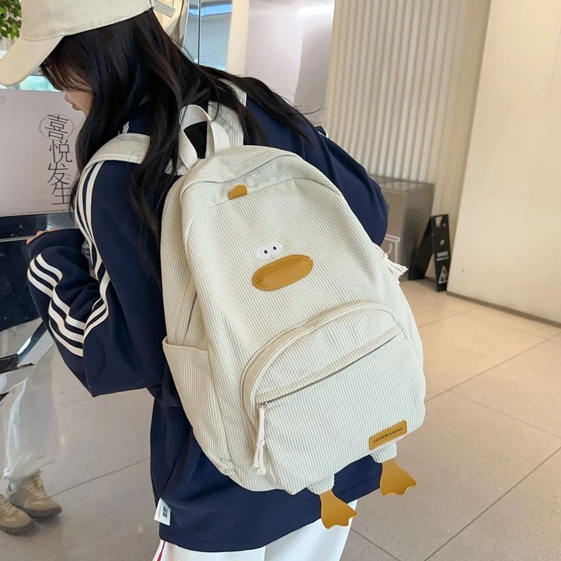 Cartoon Duck Kids Backpack Bag for Girls Boys Canvas Primary Student Children School Bags Portable Children Travel Bag
