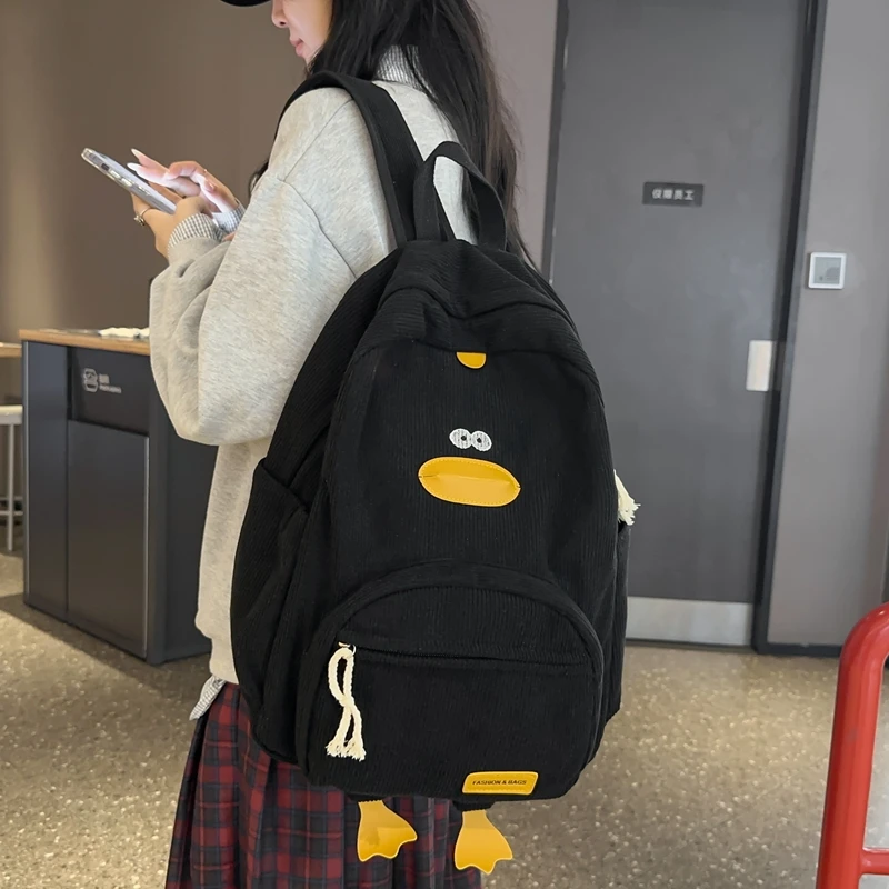 Cartoon Duck Kids Backpack Bag for Girls Boys Canvas Primary Student Children School Bags Portable Children Travel Bag