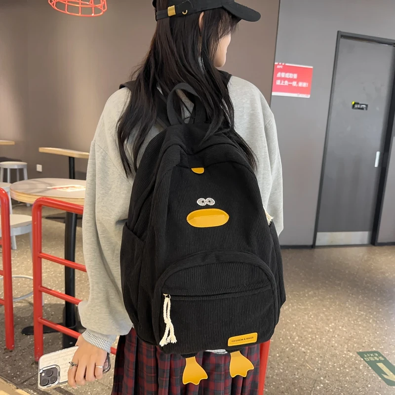 Cartoon Duck Kids Backpack Bag for Girls Boys Canvas Primary Student Children School Bags Portable Children Travel Bag