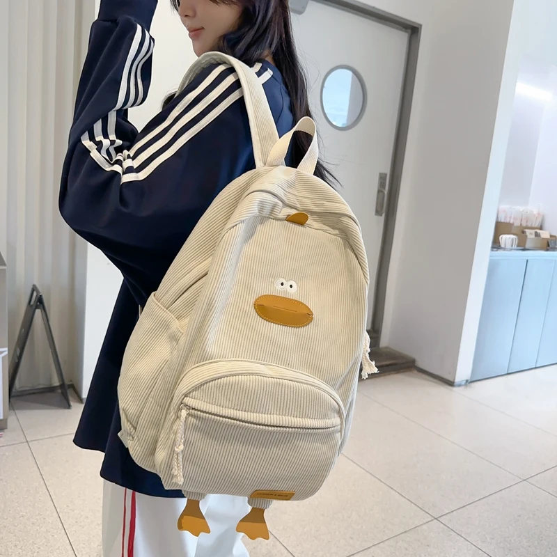 Cartoon Duck Kids Backpack Bag for Girls Boys Canvas Primary Student Children School Bags Portable Children Travel Bag