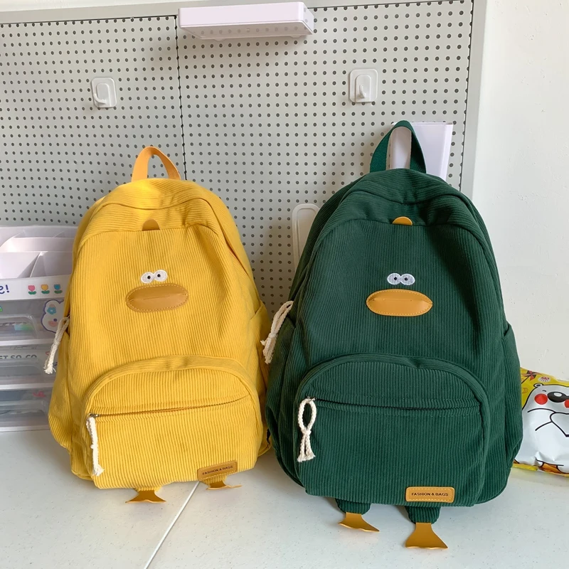 Cartoon Duck Kids Backpack Bag for Girls Boys Canvas Primary Student Children School Bags Portable Children Travel Bag