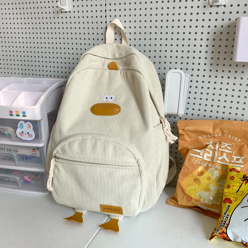 Cartoon Duck Kids Backpack Bag for Girls Boys Canvas Primary Student Children School Bags Portable Children Travel Bag