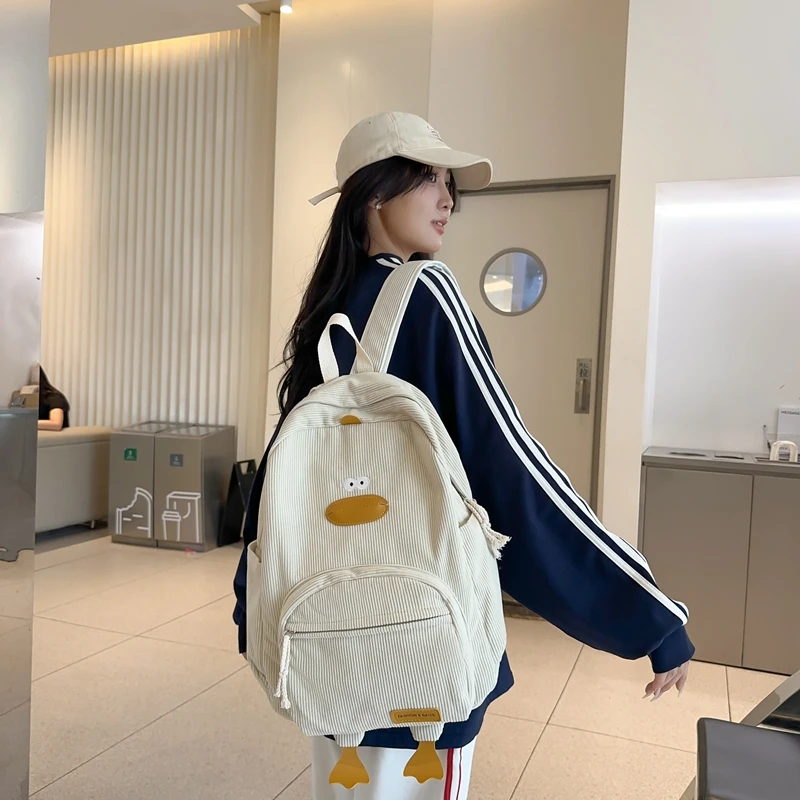 Cartoon Duck Kids Backpack Bag for Girls Boys Canvas Primary Student Children School Bags Portable Children Travel Bag
