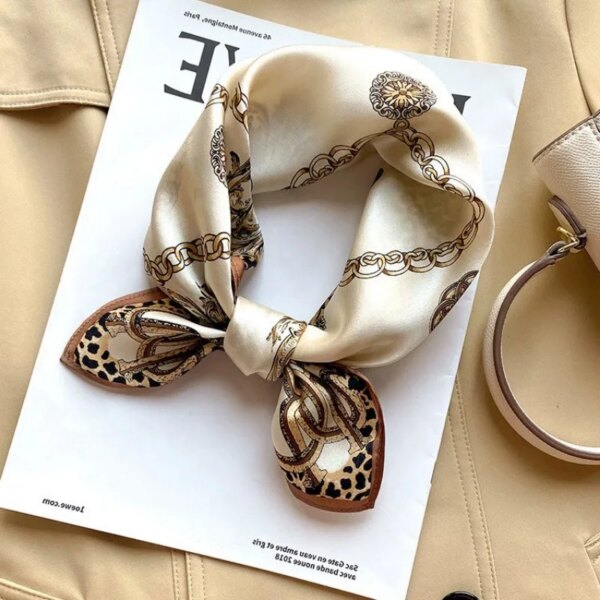 53cm 100% Mulberry Silk Silk Scarf Women's Trendy Printedkerchief Fashionable and Versatile Clothes Bags and Accessories Scarf