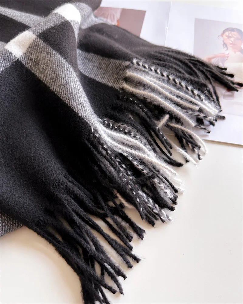 New Women Men Winter Plaid Cashmere Like Blanket Scarf Design Thick Warm Pashmina Shawl Wraps With Tassel Poncho Stoles Echarpe New Women Men Winter Plaid Cashmere Like Blanket Scarf Design Thick Warm Pashmina Shawl Wraps With Tassel Poncho Stoles Echarpe