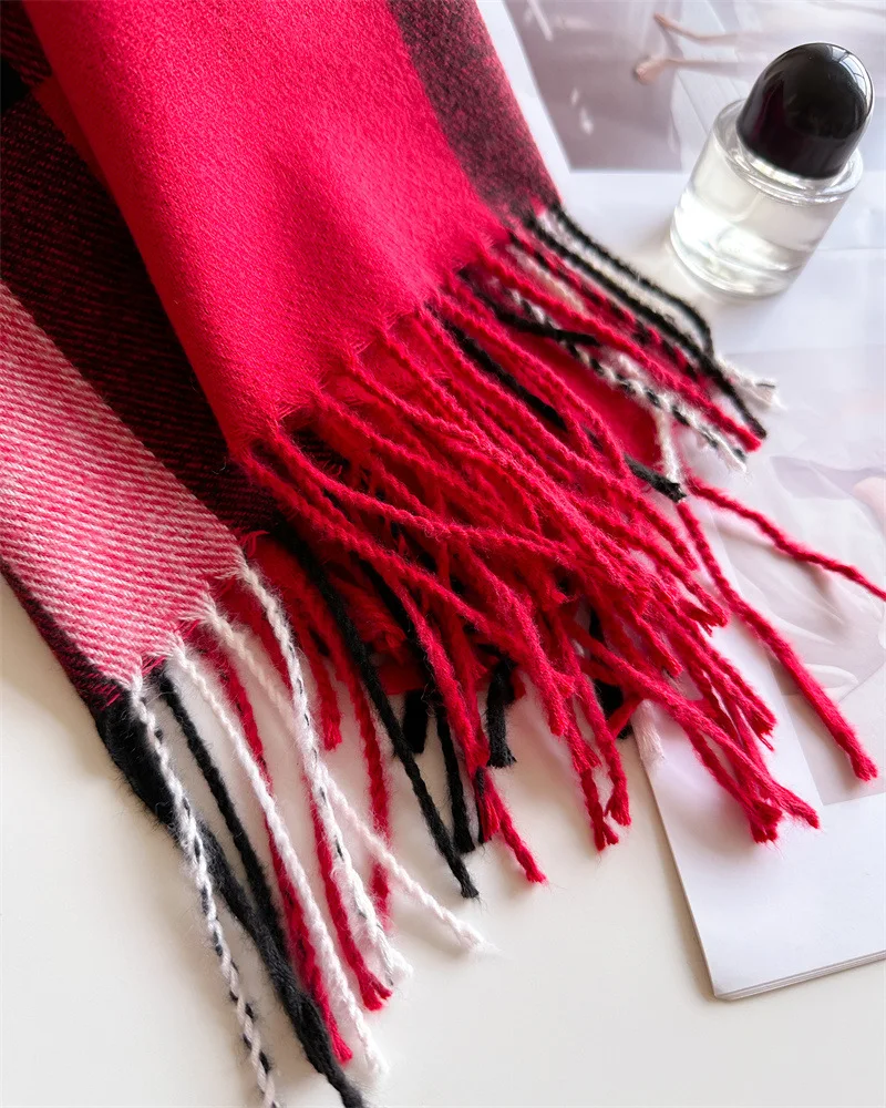 New Women Men Winter Plaid Cashmere Like Blanket Scarf Design Thick Warm Pashmina Shawl Wraps With Tassel Poncho Stoles Echarpe New Women Men Winter Plaid Cashmere Like Blanket Scarf Design Thick Warm Pashmina Shawl Wraps With Tassel Poncho Stoles Echarpe