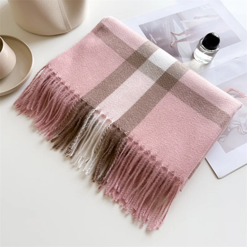 New Women Men Winter Plaid Cashmere Like Blanket Scarf Design Thick Warm Pashmina Shawl Wraps With Tassel Poncho Stoles Echarpe New Women Men Winter Plaid Cashmere Like Blanket Scarf Design Thick Warm Pashmina Shawl Wraps With Tassel Poncho Stoles Echarpe