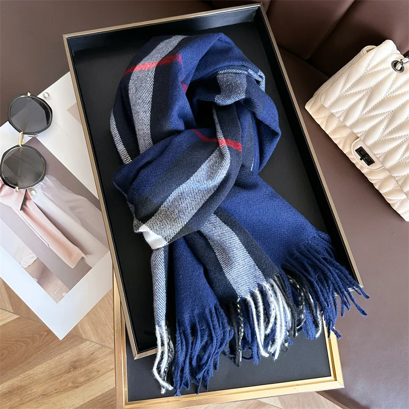 New Women Men Winter Plaid Cashmere Like Blanket Scarf Design Thick Warm Pashmina Shawl Wraps With Tassel Poncho Stoles Echarpe New Women Men Winter Plaid Cashmere Like Blanket Scarf Design Thick Warm Pashmina Shawl Wraps With Tassel Poncho Stoles Echarpe