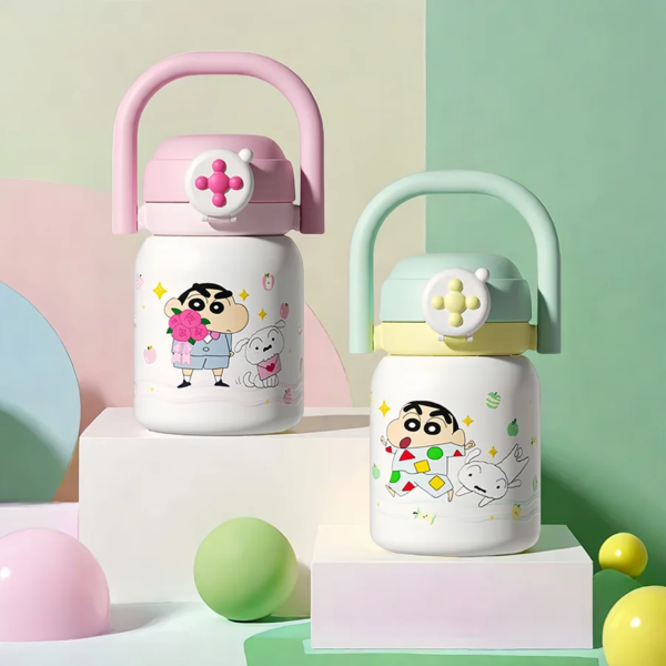 Crayon Shin-Chan Insulated Cup, Baby-Grade 316L Stainless Steel, Insulated Hot and Cold Water Bottle, Direct Drinking Straw Cup, Dual-Use Children's School Water Bottle, High-Value New Model